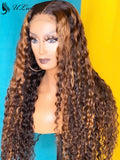 Highlight Brown Color Curly Bleached Virgin Hair 13*6 Lace Front Wig ULWIGS105 - ULwigs