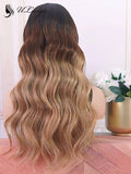 Ombre Brown Color Wavy Headband Wig With Black Root ULWIGS161