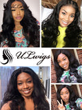 ULWIGS Lace Closure 4X4 With 3 Bundles Body Wave Human Virgin Hair Natural Black Color 