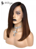 Honey Brown Bob Hair Lace Front Wig Side Bangs ULWIGS133