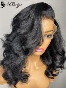 100% Virgin Human Hair Short Wave 360 Lace Frontal Wig Pre Plucked Hairline With Bleached ULWIGS304