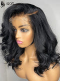 100% Virgin Human Hair Short Wave 360 Lace Frontal Wig Pre Plucked Hairline With Bleached ULWIGS304