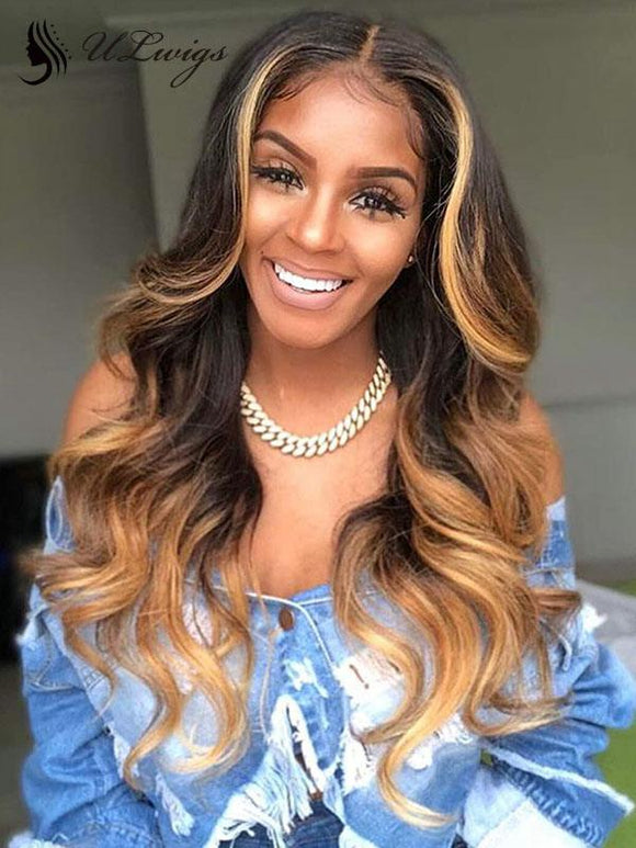 LUVME HAIR OMBRE BODY WAVE 360 LACE FRONTAL WIG HAIRVIVI 100% VIRGIN HUMAN HAIR ULWIGS WITH BLEACHED KNOTS