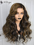 2020 New Highlight Color Wavy 100% Virgin Human Hair 360 Lace Frontal Wig ULWIGS140