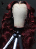  Brazilian Virgin Hair Lace Front Wig T1b/99j Color Human Hair Wavy  Wig ULWIGS150