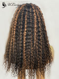 Highlight Brown Color Curly Virgin Hair Headband Wig ULWIGS162