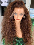 LUVME HAIR BRROWN COLOR CURLY THICK LACE FRONT WIG WITH BLEACHED KNOTS FAKE SCALP ULWIGS