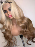 Blonde Ombre Brown Color Body Wave Transpatent Lace Full Lace Wig[ULWIGS83] - ULwigs