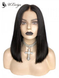 Blunt Cut Bob Black Hair Wig Bleached Knots Lace Front Wig ULWIGS124