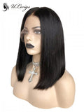 Blunt Cut Bob Black Hair Wig Bleached Knots Lace Front Wig ULWIGS124