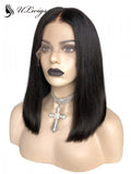 Blunt Cut Bob Black Hair Wig Bleached Knots Lace Front Wig ULWIGS124