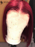 Bright Burgundy Color Bob Cut Virgin Human Hair Wig [ULWIGS74] - ULwigs