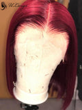 Bright Burgundy Color Bob Cut Virgin Human Hair Wig [ULWIGS74] - ULwigs