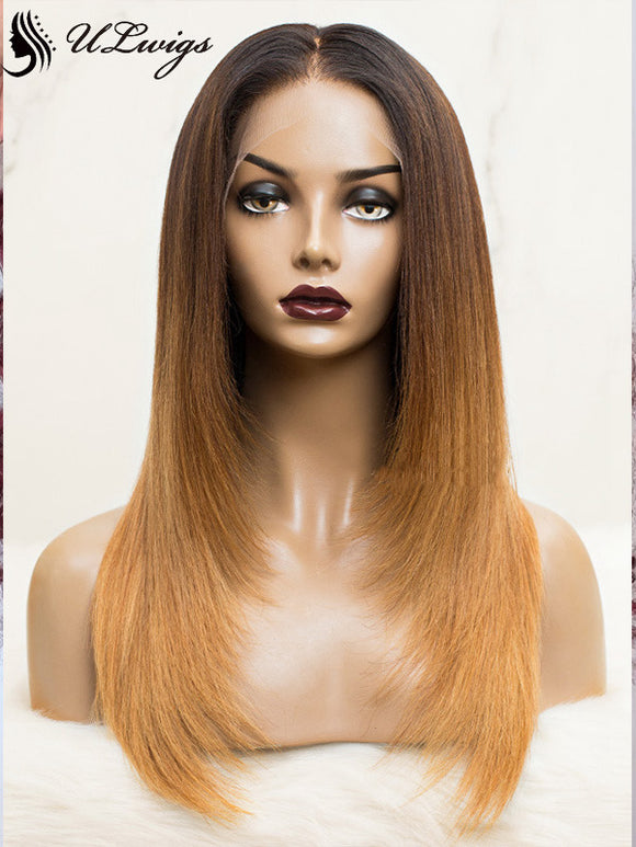 Brown to Blonde Ombre Layer Cut Lace Front Wigs ULWIGS181