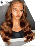 Chestnut Brown Color Body Wave Bleached Knots 360 Lace Frontal Wig ULWIGS107 - ULwigs