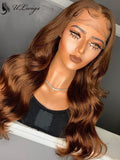 Chestnut Brown Color Body Wave Bleached Knots 360 Lace Frontal Wig ULWIGS107 - ULwigs