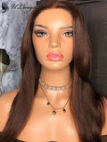 Chestnut Brown Color Bouncy Straight 13x6 Lace Front Wig With Fake Scalp ULWIGS108 - ULwigs