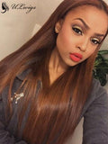 Chestnut Brown Color Bouncy Straight 13x6 Lace Front Wig With Fake Scalp ULWIGS108 - ULwigs