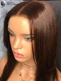 Chestnut Brown Color Bouncy Straight 13x6 Lace Front Wig With Fake Scalp ULWIGS108 - ULwigs