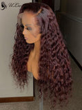 Dark 99J Color Curly Virgin Human Hair 180% Density Lace Front Wig [ULWIGS70] - ULwigs