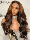 Fake Scalp Mix Brown Color Wavy Wig 13*6 Lace Front Wig With Baby Hair ULWIGS139