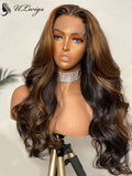 Fake Scalp Mix Brown Color Wavy Wig 13*6 Lace Front Wig With Baby Hair ULWIGS139