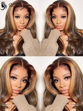Glueless Undetectable Lace Brown Wavy 136 Lace Wig With Single Knots ULWIGS155