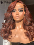Glueless Undetectable Lace Brown Wavy 13*6 Lace Wig With Single Knots ULWIGS301