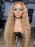 Golden Brown Two Tones Layer Curly Human hair Lace Front Wigs ULWIGS179