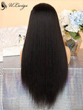 HD Lace Kinky Straight Bleached Single Knots 360 Lace Frontal Wig ULWIGS95 - ULwigs