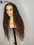 HD Lace Ombre Brown Color Curly Thick 360 Lace Frontal Wigs [ULWIGS86] - ULwigs