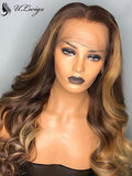 Highlight Blonde Color Wavy 13*6 Lace Front Wigs Brazilian Virgin Hair With Fake Scalp ULWIGS111 - ULwigs