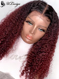 High Quality Virgin Hair Ombre T1b/99J Color Curly 360 Lace Frontal Wig [ULWIGS56] - ULwigs