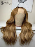 LUVME HAIR HIGHLIGHT COLOR WAVY HAIR 360 LACE WIG WITH BLEACHED KNOTS ULWIGS FOR BLACK WOMEN