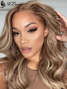 LUVME HAIR HIGHLIGHT COLOR WAVY HAIR 360 LACE WIG WITH BLEACHED KNOTS ULWIGS FOR BLACK WOMEN