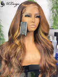 Highlight Color Body Wave Hair Lace Front Wigs With Fake Scalp ULWIGS314