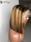 Highlight Color Side Part Bob Wig 100% Human Hair 360 Lace Frontal Wig [ULWIGS51] - ULwigs