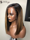 Highlight Color Side Part Bob Wig 100% Human Hair 360 Lace Frontal Wig [ULWIGS51] - ULwigs