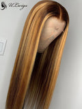 Highlight Color Straight Luxury Long Hair 360 Lace Wig With Single Knots [ULWIGS40] - ULwigs