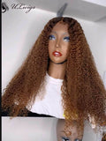 HD Lace Kinky Curly Ombre Brown Color 180% Density 360 Lace Wig [ULWIGS37] - ULwigs