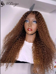 HD Lace Kinky Curly Ombre Brown Color 180% Density 360 Lace Wig [ULWIGS37] - ULwigs