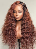 Long Side Part Curly Light Reddish Brown 360 Lace Wig ULWIGS306