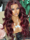 Long Wavy Highlight 99j Color 360 Lace Frontal Wigs ULWIGS315