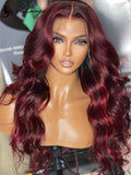 Long Wavy Highlight 99j Color 360 Lace Frontal Wigs ULWIGS315