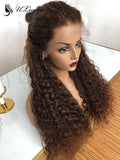 Long #4 Color Curly Bleached 360 Lace Frontal Wigs With HD Lace ULWIGS127