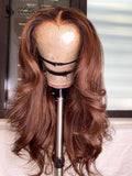 Luxury Long Hair Wavy Wig Ombre Brown Color 360 Lace Frontal Wig With Bleached Knots ULWIGS136