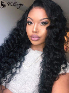 Middle Part Water Wave HD Lace 360 Lace Frontal Wig With Single Knots ULWIGS88 - ULwigs