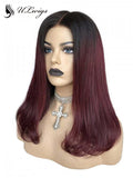 Ombre Burgundy Color Lace Front Wig 180% Density With Bleached Knots ULWIGS132