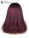 Ombre Burgundy Color Lace Front Wig 180% Density With Bleached Knots ULWIGS132