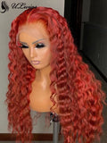 Orange Red Color Deep Wave Free Parting 360 Lace Wig [ULWIGS80] - ULwigs